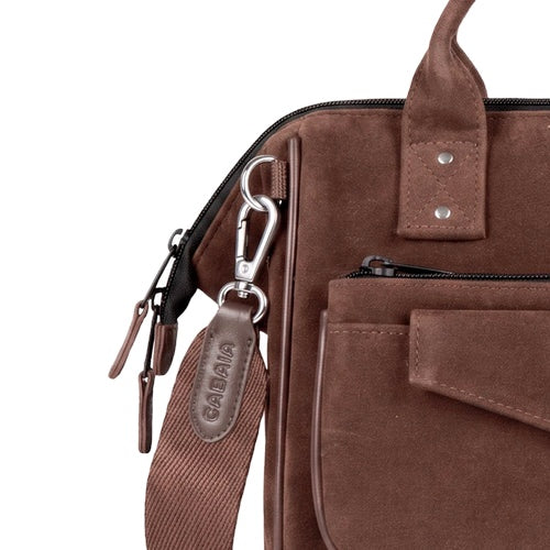 Sac bandoulière crossbody medium en velours marron Burlington Cabaia