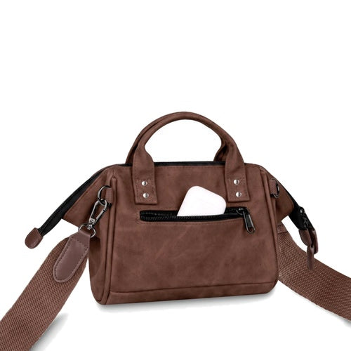 Petit sac bandoulière crossbody small en velours marron Burlington Cabaia