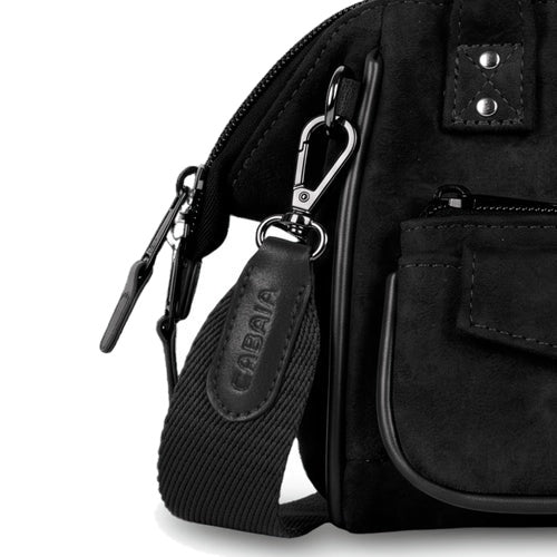 Petit sac bandoulière crossbody small en velours noir Neilton Cabaia