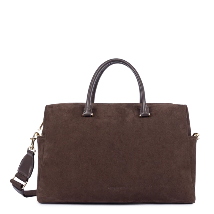 Sac cabas main marron en velours Suede Cube Lancaster 530-60