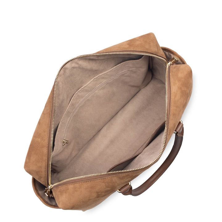 Sac cabas main camel en velours Suede Cube Lancaster 530-60