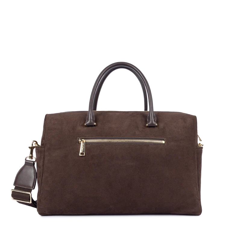 Sac cabas main marron en velours Suede Cube Lancaster 530-60