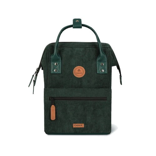 Sac dos Adventurer small en velours vert cotelé Bremen Cabaia 