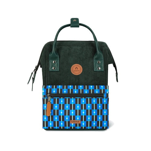 Sac dos Adventurer small en velours vert cotelé Bremen Cabaia 