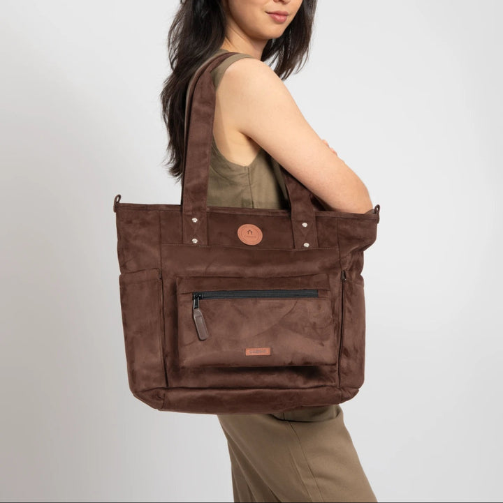 Tote bag marron en velours Burlington Cabaia