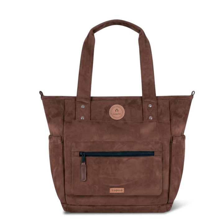 Tote bag marron en velours Burlington Cabaia
