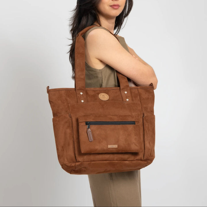 Tote bag marron en velour Winnipeg Cabaia